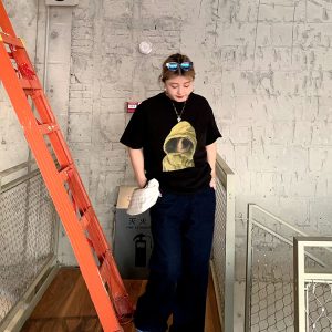 American Vintage Dark Blue Wide-Leg Jeans for Women - Loose Slim Straight Fit - 2025 Spring Fashion