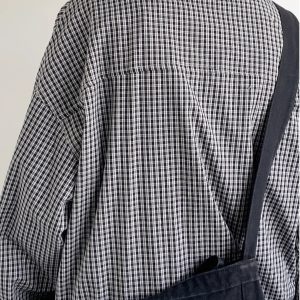 American Vintage Fine Check Long Sleeve Shirt - Unisex Casual Plaid Jacket for Spring and Autumn, Lazy Style Couple's Fashion