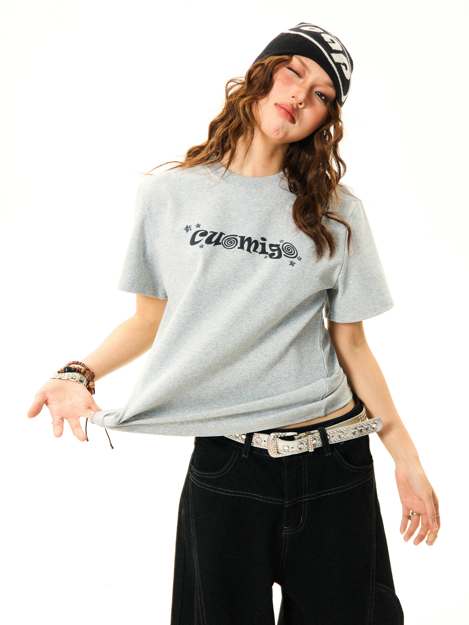 American Vintage Gray Short Sleeve T-Shirt for Women - Versatile Summer Casual Top with Cleanfit Design American Vintage Gray Short Sleeve T-Shirt for Women - Versatile Summer Casual Top with Cleanfit Design