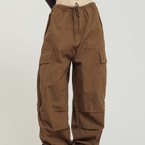 American Vintage Khaki Loose Straight Leg Casual Work Pants for Men and Women - Summer Wide Leg Slightly Flared 90s Style