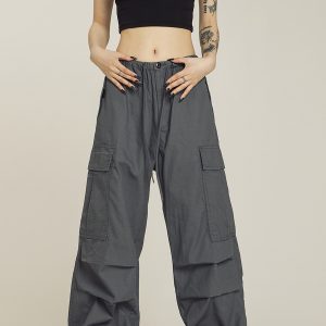 American Vintage Khaki Loose Straight Leg Casual Work Pants for Men and Women - Summer Wide Leg Slightly Flared 90s Style