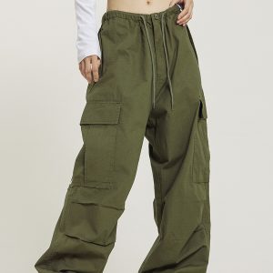 American Vintage Khaki Loose Straight Leg Casual Work Pants for Men and Women - Summer Wide Leg Slightly Flared 90s Style