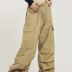 American Vintage Khaki Loose Straight Leg Casual Work Pants for Men and Women - Summer Wide Leg Slightly Flared 90s Style