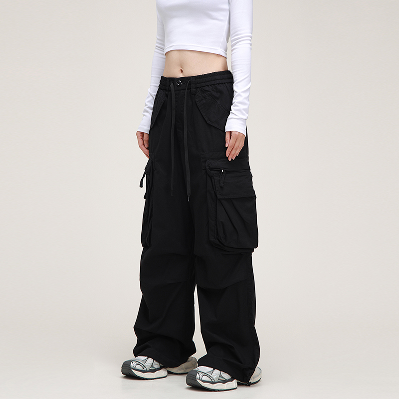 American Vintage Lace-Up Stacked Cargo Pants for Men and Women | Unisex Straight Casual Style | Trendy 90s Inspired Fashion