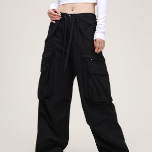American Vintage Lace-Up Stacked Cargo Pants for Men and Women | Unisex Straight Casual Style | Trendy 90s Inspired Fashion