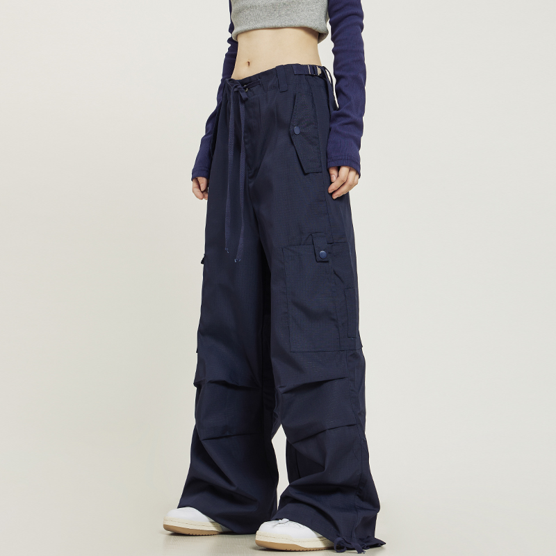 American Vintage Multi-Pocket Loose Straight-Leg Cargo Pants for Men and Women - Casual Paratrooper Style Trousers