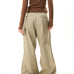 American Vintage Pleated Wide-Leg Work Pants for Women - Loose and Slimming Casual Style, Versatile Fashion Essential