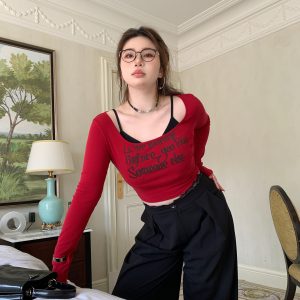 American Vintage Printed Short Sleeve T-Shirt - Slightly Chubby Cool Sniper Layered Top for 90s Y2K Style