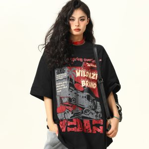 American Vintage Short Sleeve T-Shirt for Men and Women, Trendy Niche Print, 2025 Summer Style, Casual 90s Inspired Tee