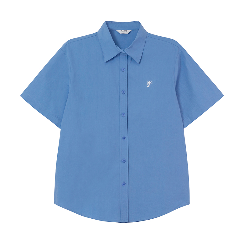 Angel Embroidery Short Sleeve Shirt for Women - Loose Slim Fit Summer Tee in Small Size, Trendy 2025 Style