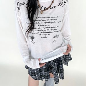 Angel Print Sheer Cover-Up Top - Lightweight Long Sleeve, Loose Fit, Early Autumn Fashion, Perfect for Layering, Trendy Casual Style