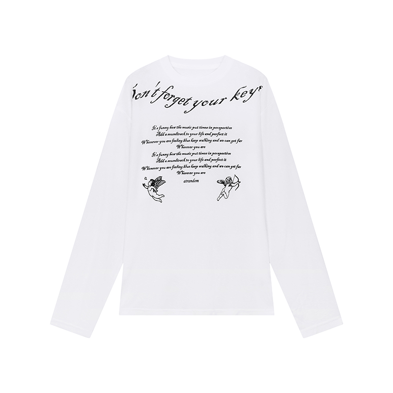 Angel Print Sheer Cover-Up Top - Lightweight Long Sleeve, Loose Fit, Early Autumn Fashion, Perfect for Layering, Trendy Casual Style