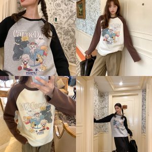 Animal Party Printed Short Sleeve T-shirt for Women, Spring 2025 Loose Fit, Casual Tee, Fun Graphic Top, Y2K Style Fashion.