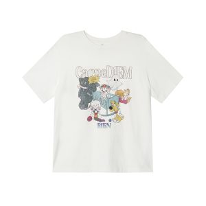 Animal Party Printed Short Sleeve T-shirt for Women, Spring 2025 Loose Fit, Casual Tee, Fun Graphic Top, Y2K Style Fashion.