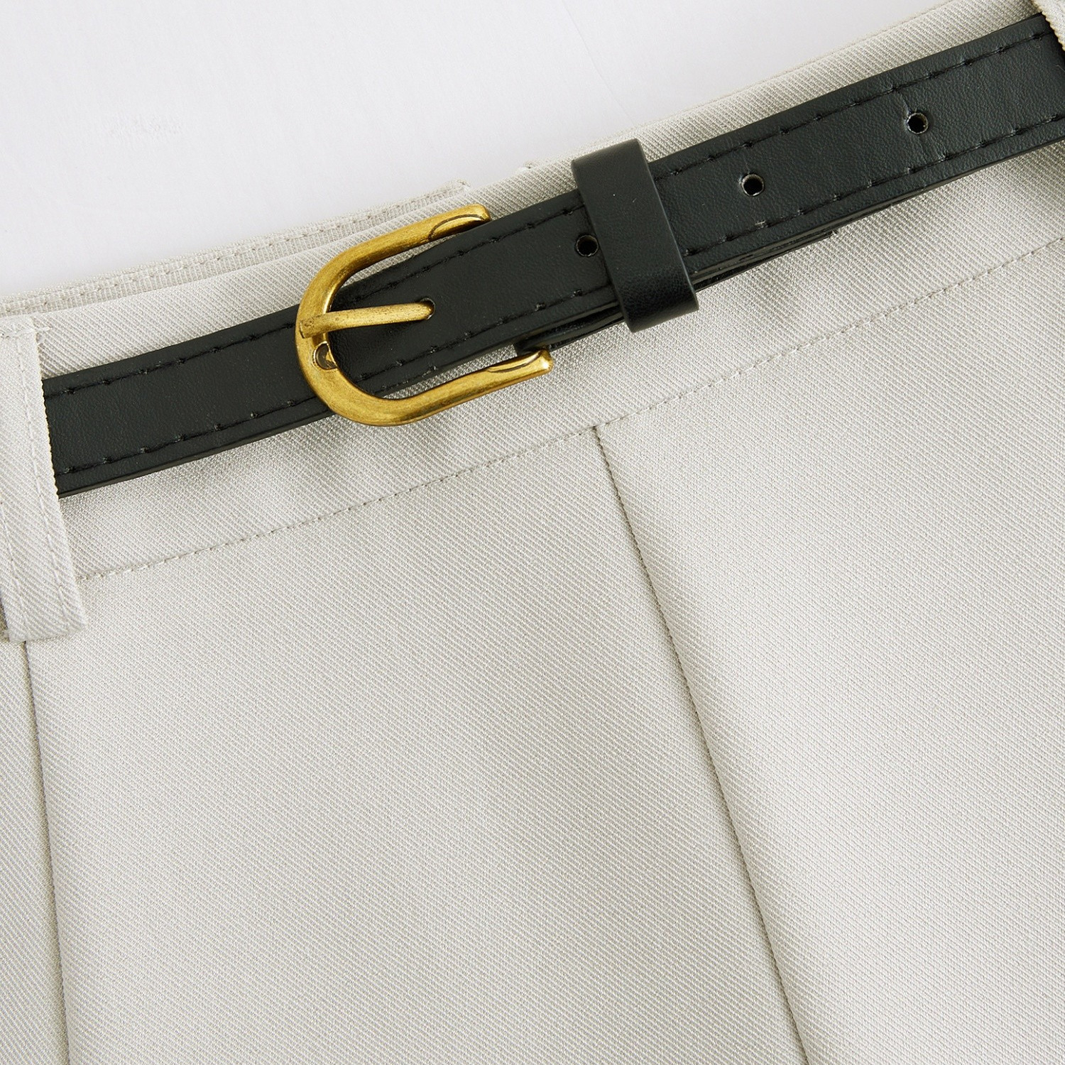 Apricot Belt-Style A-Line Suit Skirt for Women, High-Waisted Draped Long Skirt, Flattering for Petite Figures, Spring 2025 Fashion