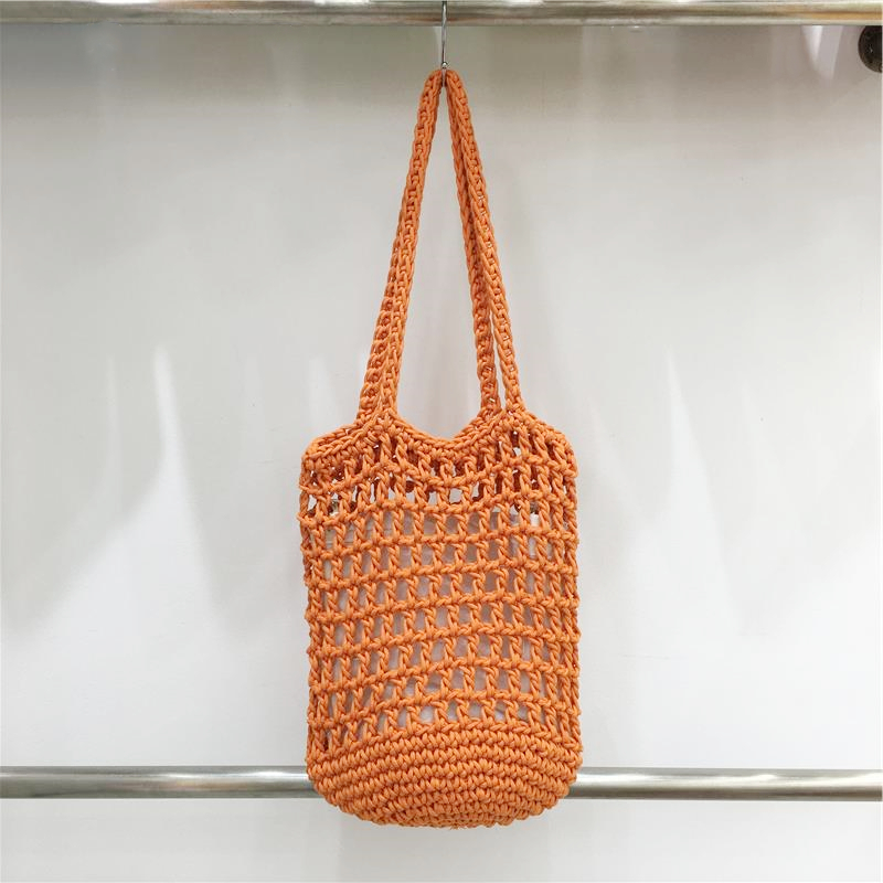 Artistic Forest Style Woven Bucket Tote Bag – Hollow Fishing Net Design, Korean Wind Ins Shoulder Bag for Vacation Artistic Forest Style Woven Bucket Tote Bag – Hollow Fishing Net Design, Korean Wind Ins Shoulder Bag for Vacation