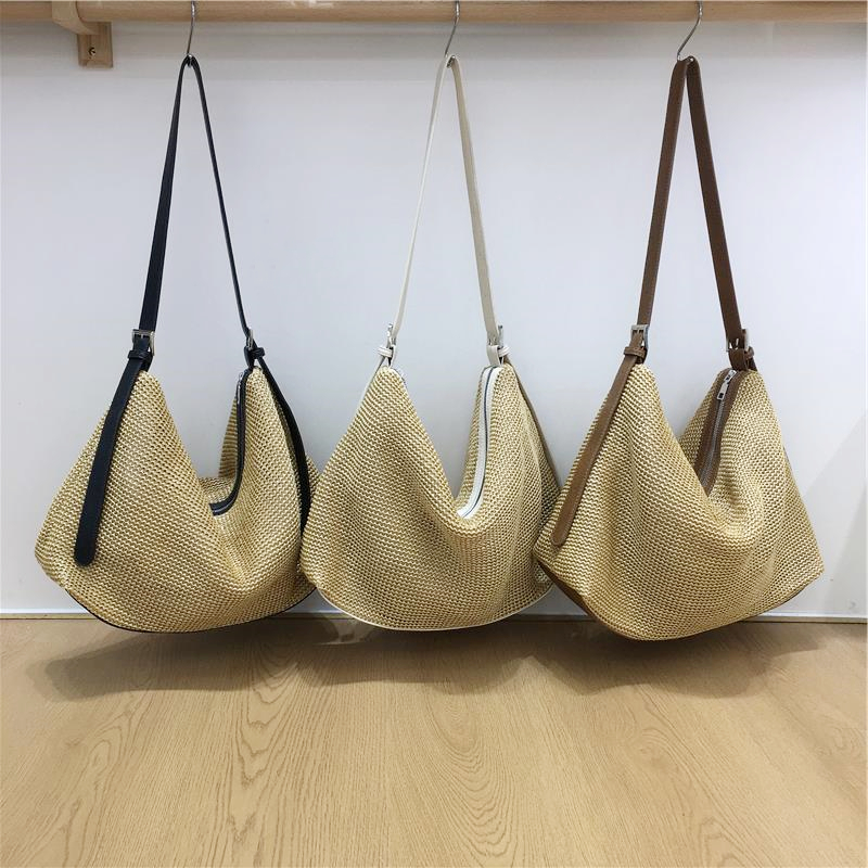 Artistic Straw Woven Bag - Niche Design Casual Crossbody Tote for Vacation & Everyday Use - Stylish Summer Accessory Artistic Straw Woven Bag - Niche Design Casual Crossbody Tote for Vacation & Everyday Use - Stylish Summer Accessory