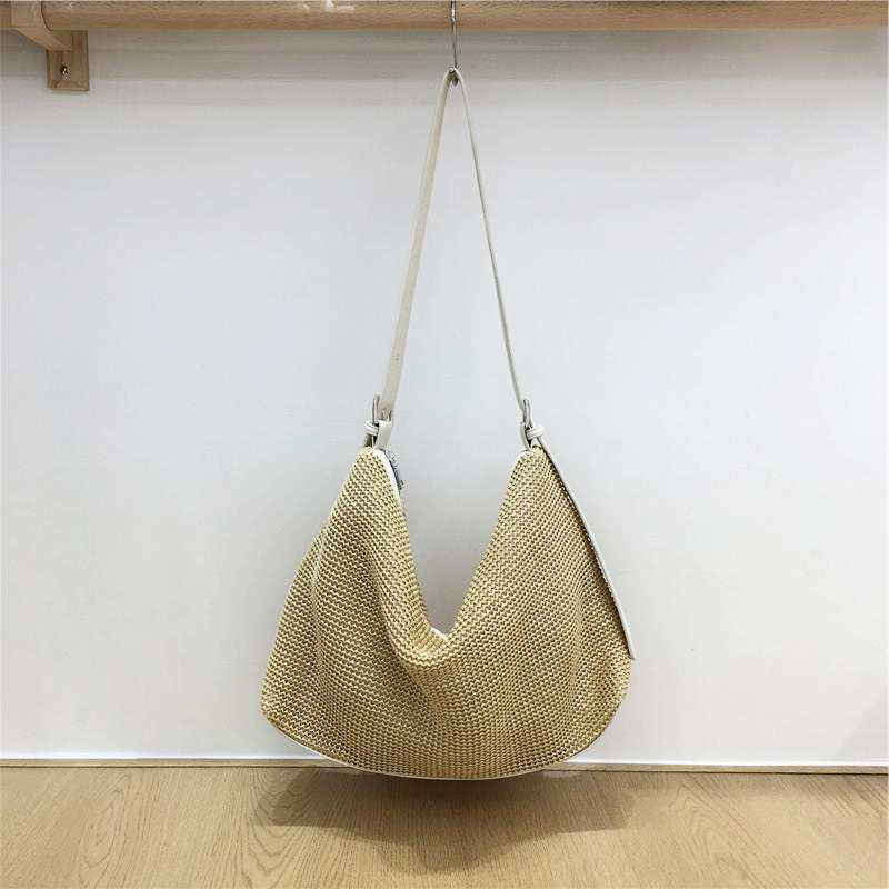 Artistic Straw Woven Bag - Niche Design Casual Crossbody Tote for Vacation & Everyday Use - Stylish Summer Accessory Artistic Straw Woven Bag - Niche Design Casual Crossbody Tote for Vacation & Everyday Use - Stylish Summer Accessory