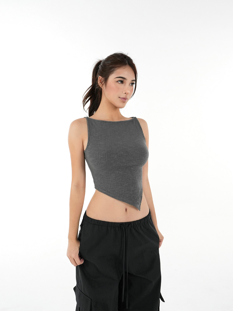 Asymmetrical Fitted Strap Knit Top with Micro透字领 - Trendy Y2K Style for Stylish Layering and Modern Looks Asymmetrical Fitted Strap Knit Top with Micro透字领 - Trendy Y2K Style for Stylish Layering and Modern Looks