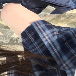 Authentic JK Plaid Pleated Skirt - A-line Checkered Midi Skirt for Women - Y2K Inspired Sea Night Design