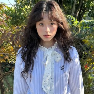 Autumn Color Block Striped Long Sleeve Dress for Women, Waist-Cinching Slimming Casual Dress, 90s Inspired Fashion