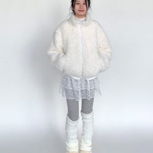 Autumn Winter Short-Haired Lamb Wool Coat - Loose Stylish Warm Stand-Up Collar Outerwear