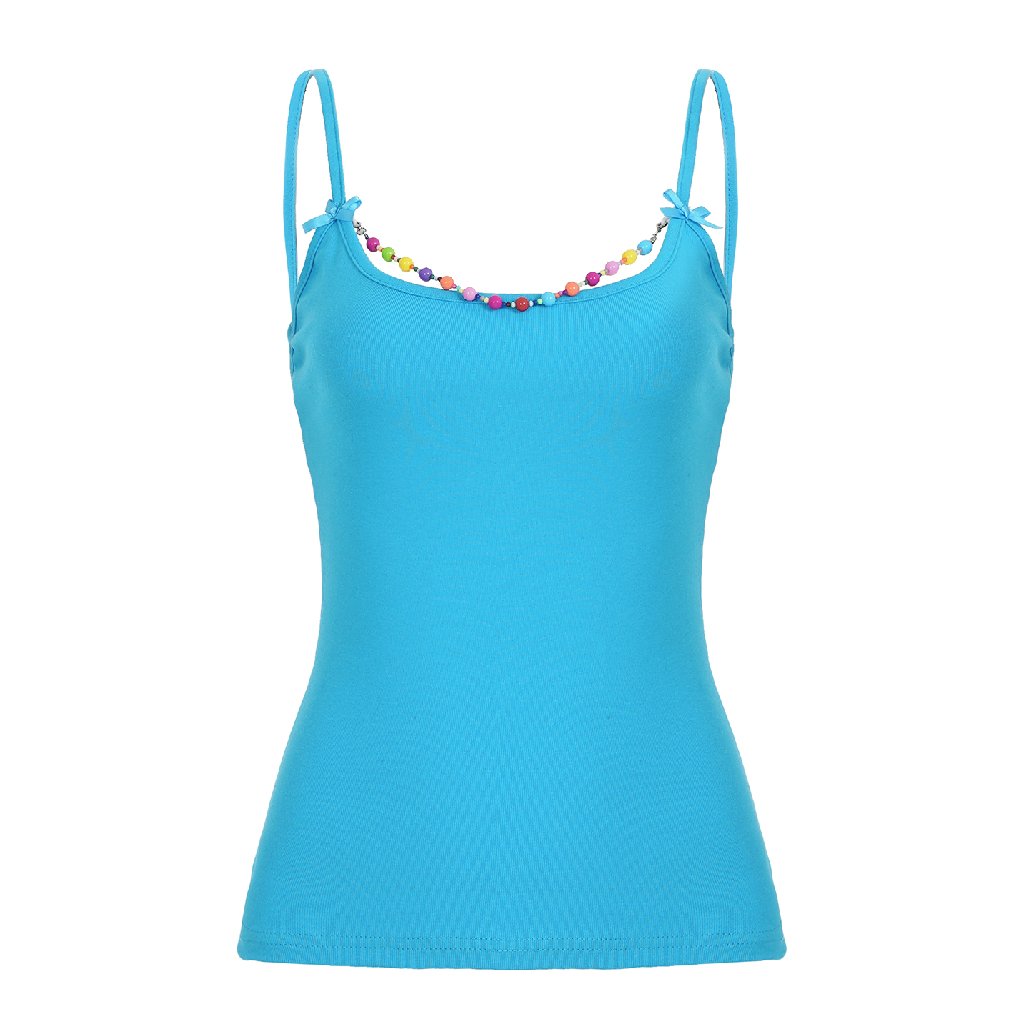 Backless Casual Vest with Beaded Bow Tie Straps for Women - Summer Beach Style, Elastic Fit, Trendy Y2K Fashion