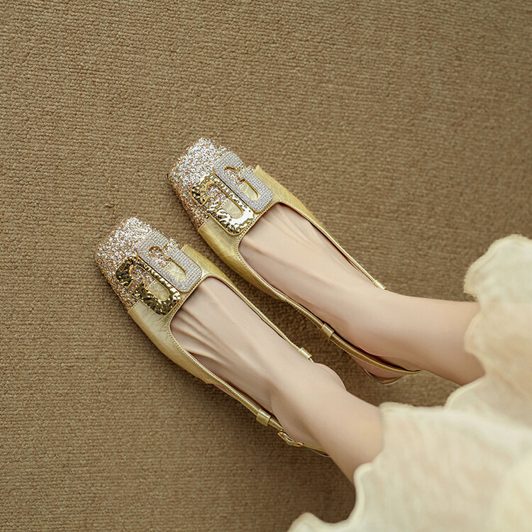 Backless Rhinestone Sandals for Women - French Mary Jane Thin High Heels, Versatile 90s Y2K Style Footwear