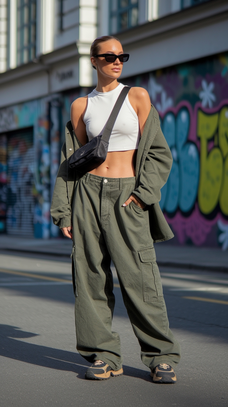 Elevate Your Baggy Cargo Pants Outfit with Accessories outfit idea