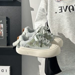 Ballet-Style Chunky Loafers for Women - Fog Blue Thick-Soled Sneakers, Summer Niche Design