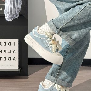 Ballet-Style Chunky Loafers for Women - Fog Blue Thick-Soled Sneakers, Summer Niche Design