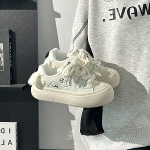 Ballet-Style Chunky Loafers for Women - Fog Blue Thick-Soled Sneakers, Summer Niche Design