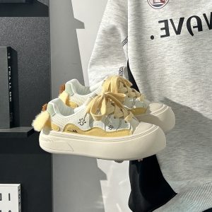 Ballet-Style Chunky Loafers for Women - Fog Blue Thick-Soled Sneakers, Summer Niche Design