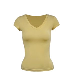 Basic Four-Color V-Neck Fitted Short Sleeve Versatile Top - Trendy Essential for Casual Chic Outfits