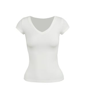 Basic Four-Color V-Neck Fitted Short Sleeve Versatile Top - Trendy Essential for Casual Chic Outfits