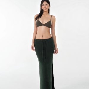 Basic Knitted Bikini with Adjustable Shoulder Straps - Summer Essential Swimwear in Trendy Knit Design