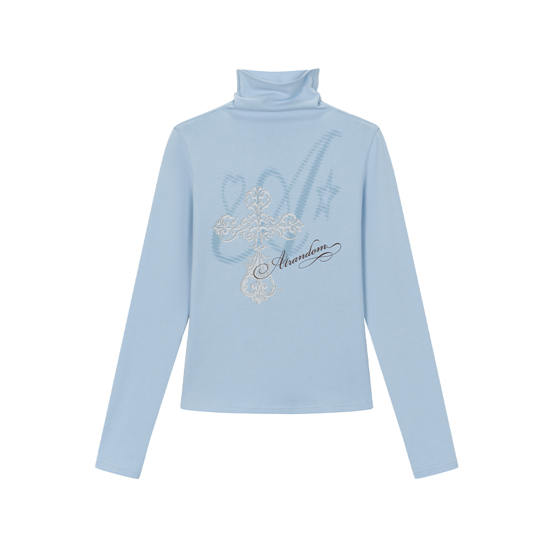 Basic Knitted Printed Slim-Fit Turtleneck Long Sleeve Top for Autumn Winter Layering - Trendy Knitwear Essential