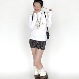 Basic Knitted Printed Slim-Fit Turtleneck Long Sleeve Top for Autumn Winter Layering - Trendy Knitwear Essential