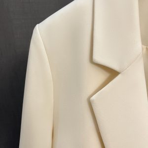 Beige Elegant Blazer Jacket for Women - 2025 Spring Autumn French Professional Style Suit Coat