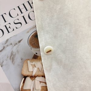 Beige French Chic Linen Short-Sleeve Coat for Women - 2025 Summer Petite Fashion Top