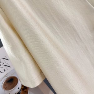 Beige Lightweight V-Neck Thin Jacket for Women - Luxury Acetate Glossy Short Top, 2025 Summer Fashion, Elegant and Stylish