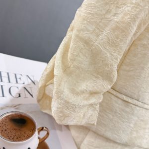 Beige Vintage Lightweight Suit Jacket for Women - 2025 Summer Slimming Pleated Blazer, Fashionable & Versatile 90s Style