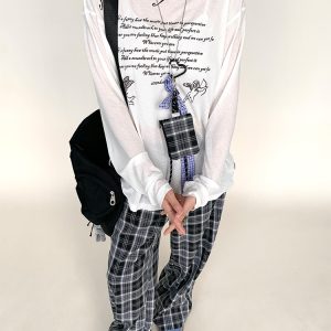 Black and White Checkered Wide-Leg Plaid Casual Pants - Low-Waist, Slimming, Versatile Style for Effortless Fashion