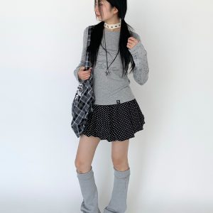 Black and White Peplum Ballerina Midi Skirt for Women with Elastic Waist and Safety Shorts - Summer Fashion Essential