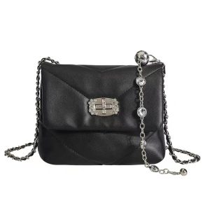 Black Bead Chain Underarm Bag 2023 - Women's Casual Versatile Crossbody Shoulder Bag - Trendy Small Fashion Accessory