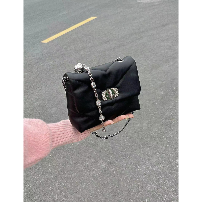 Black Bead Chain Underarm Bag 2023 - Women's Casual Versatile Crossbody Shoulder Bag - Trendy Small Fashion Accessory