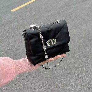 Black Bead Chain Underarm Bag 2023 - Women's Casual Versatile Crossbody Shoulder Bag - Trendy Small Fashion Accessory