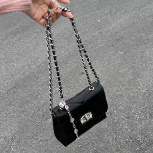 Black Bead Chain Underarm Bag 2023 - Women's Casual Versatile Crossbody Shoulder Bag - Trendy Small Fashion Accessory