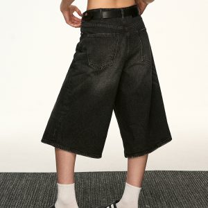 Black Denim Capri Pants for Women - American Style Loose Straight-Leg Versatile Wide-Leg Trousers for Spring/Summer 2025 Fashion