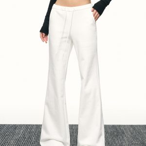 Black High-Waisted Drawstring Flared Casual Pants for Women - Sexy Slimming Wide-Leg Design, Versatile Spring Fashion